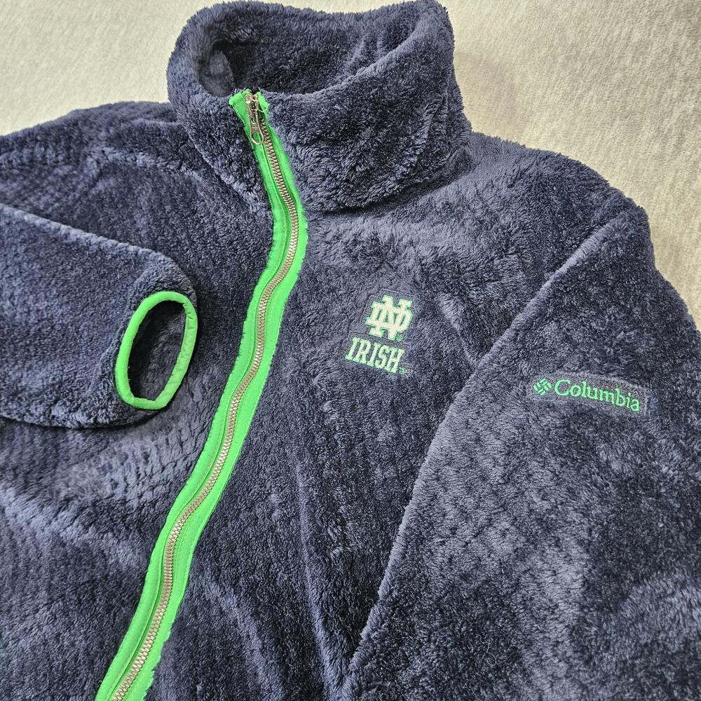 Notre Dame Fighting Irish Jacket Womens XL Blue Columbia Fire Side Sherpa